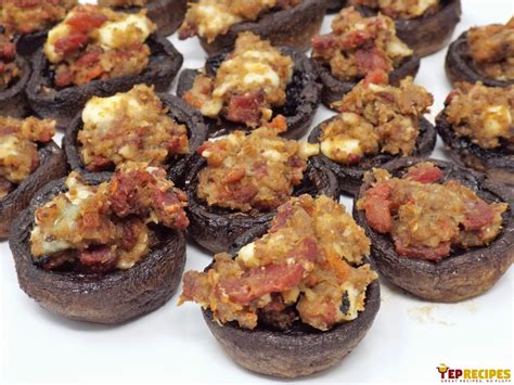 bacon-and-blue-cheese-stuffed-mushrooms image
