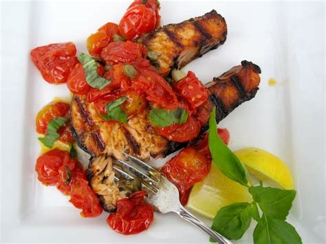 salmon-steaks-with-roasted-grape-tomatoes-my image