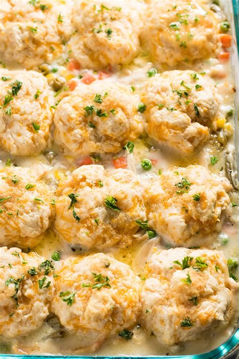 chicken-pot-pie-casserole-with-cheddar-biscuit-topping image