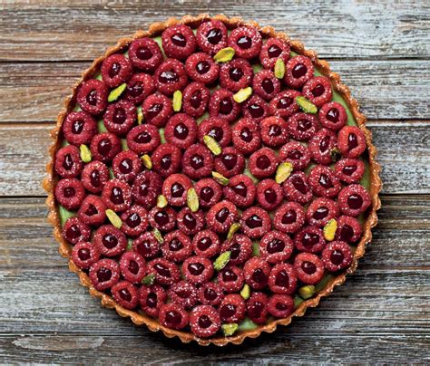 raspberry-and-pistachio-tart-recipe-house-garden image