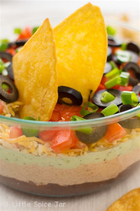 skinny-seven-layer-dip-with-homemade-tortilla-chips image