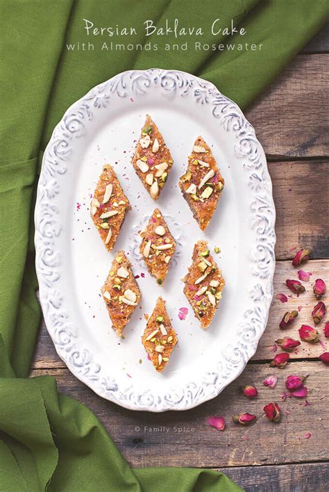 persian-baklava-cake-with-almonds-and-rosewater image