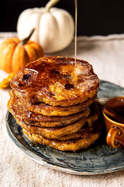 fluffy-pumpkin-butter-chocolate-chip-pancakes image