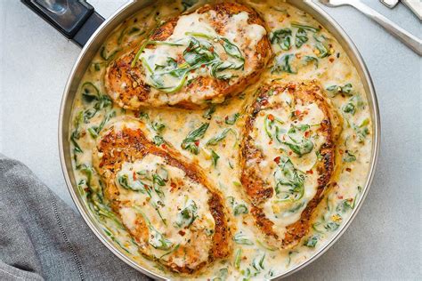 boneless-pork-chops-in-creamy-garlic-spinach-sauce image