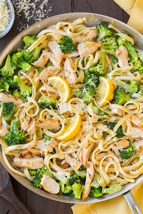 lemon-fettuccine-alfredo-with-grilled-chicken-and-broccoli image