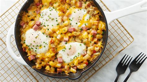 skillet-ham-and-cheese-hash-recipe-tablespooncom image