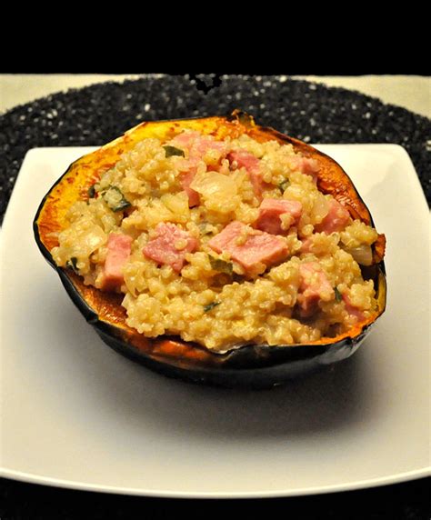 acorn-squash-stuffed-with-ham-and-quinoa-thyme image