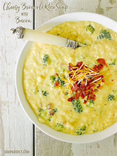 cheesy-broccoli-rice-soup-with-bacon-soupaddict image