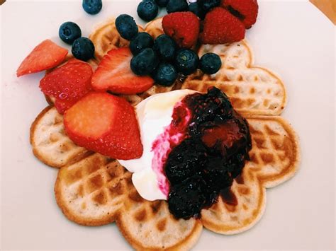 waffles-with-mixed-berry-compote-recipe-kitchen image