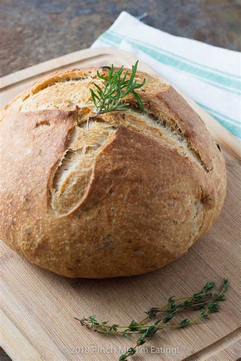 rosemary-thyme-no-knead-dutch-oven-bread-pinch image