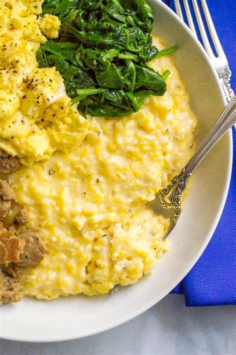 cheesy-grits-breakfast-bowls-with-sausage-scrambled image