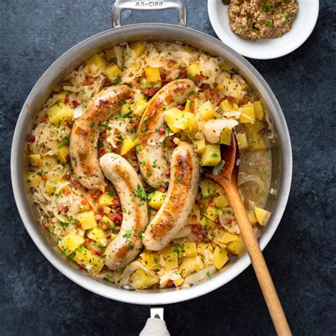 sausage-sauerkraut-skillet-dinner-choucroute-garnie image