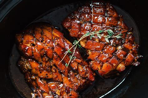 slow-cooker-pork-belly-with-honey-balsamic-glaze image