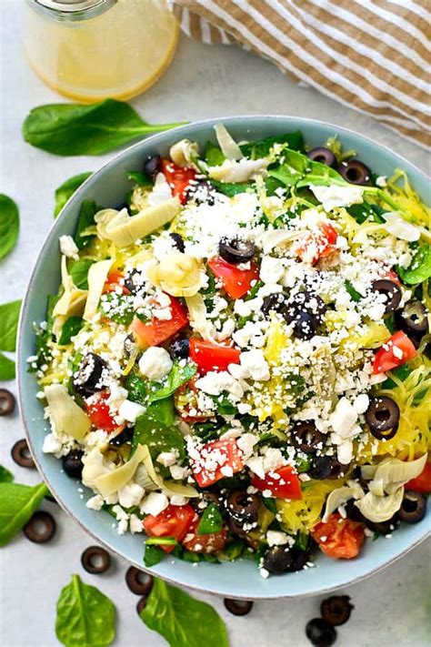 greek-spaghetti-squash-salad-with-lemon-garlic-dressing image