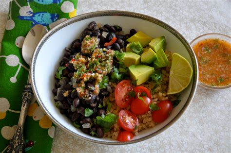 easy-vegan-brown-rice-and-beans-with-ginger-chile-salsa image