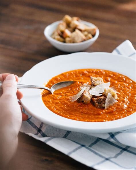 tomato-artichoke-soup-with-garlic-croutons image