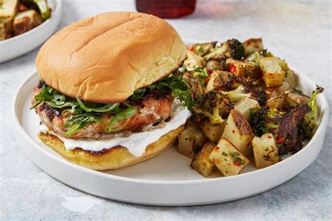 smoky-pork-burgers-with-roasted-vegetables image