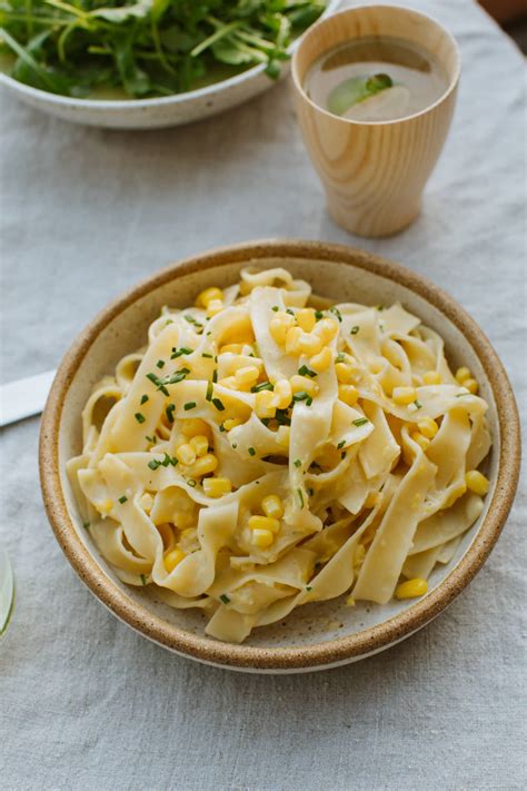creamy-corn-and-chives-fettuccine-kitchn image