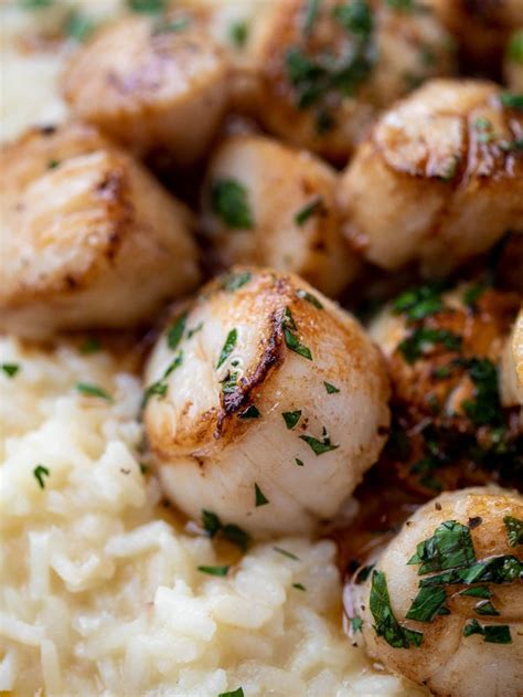 herb-brown-butter-scallops-with-champagne-risotto image