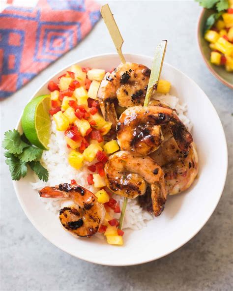 sweet-and-spicy-grilled-shrimp-with-pineapple-salsa image