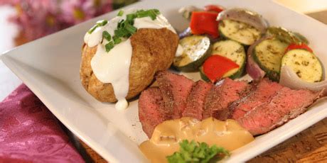bbq-steak-with-japanese-sesame-sauce-baked-potatoes image