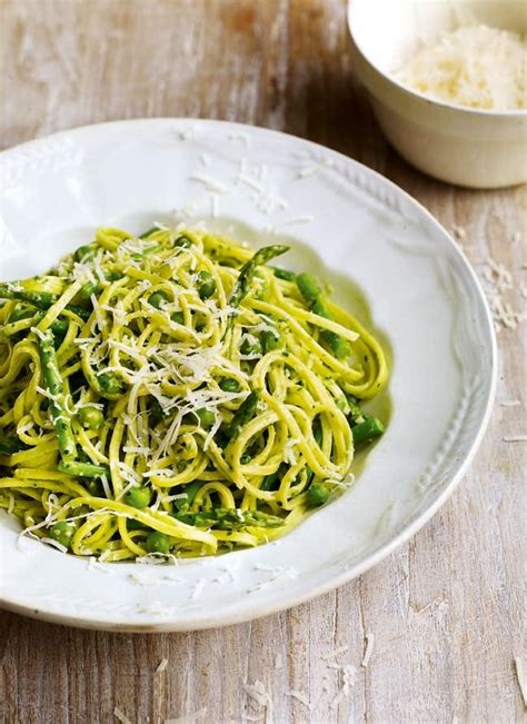 filini-pasta-with-asparagus-peas-and-wild-garlic-pesto image
