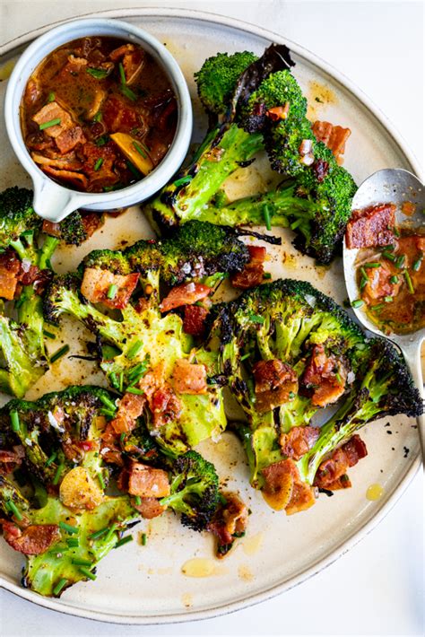 grilled-broccoli-with-bacon-vinaigrette-simply-delicious image