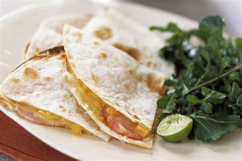 baked-ham-and-cheese-quesadilla-recipe-the-spruce image