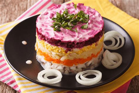 russian-beet-salad-with-herring-tastycookery image