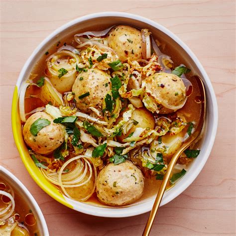vegetarian-matzo-ball-soup-with-caramelized-cabbage image