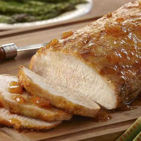 herb-pork-roast-with-ginger-peach-glaze-lawrys image