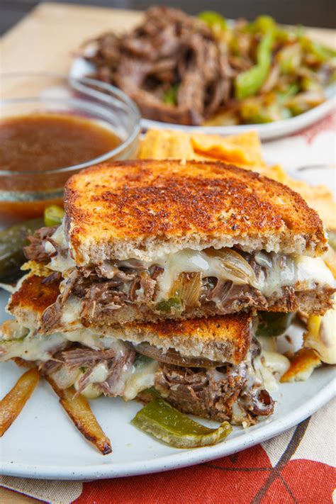 slow-cooker-roast-beef-philly-cheesesteak-french-dip image