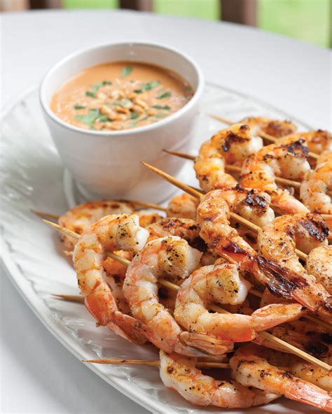 shrimp-satay-with-spicy-peanut-dipping-sauce image