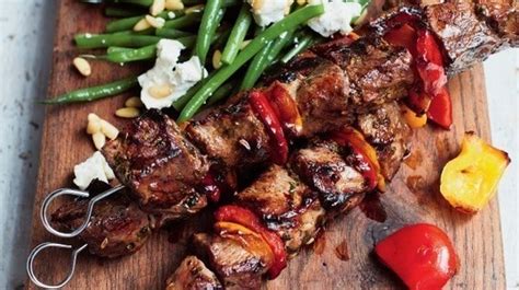 grilled-lamb-skewers-with-a-green-bean-and-goats-cheese image