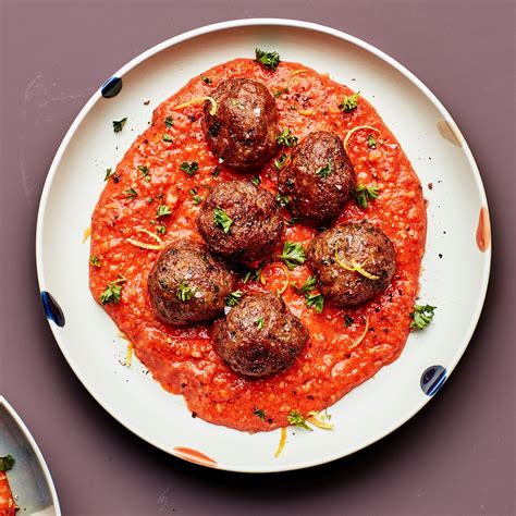 turkey-meatballs-with-romesco-sauce-recipe-bon-apptit image