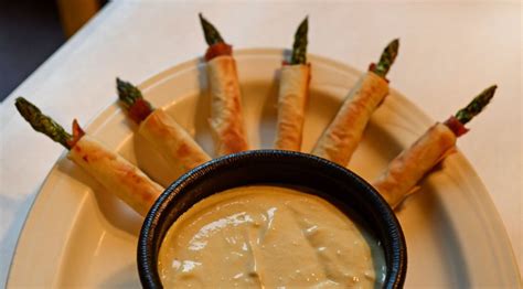 wrappin-asparaus-with-dijon-horseradish-dipping-sauce image
