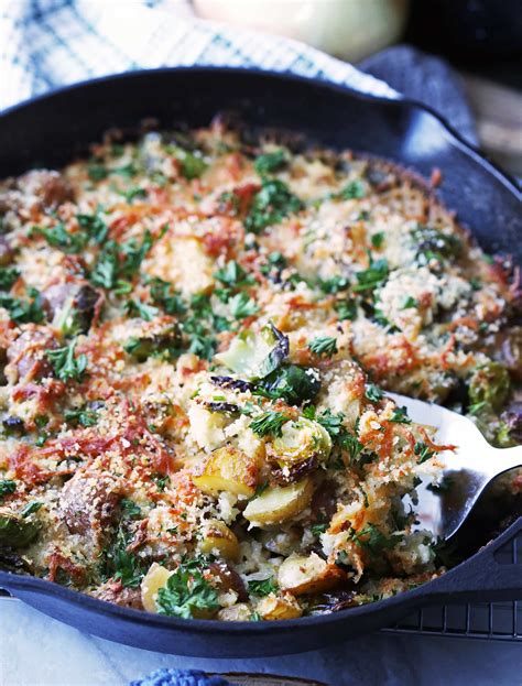 one-pan-brussels-sprouts-and-potato-gratin-yay-for-food image