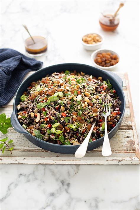 nutty-black-white-rice-salad-with-peppers-raisins-a image