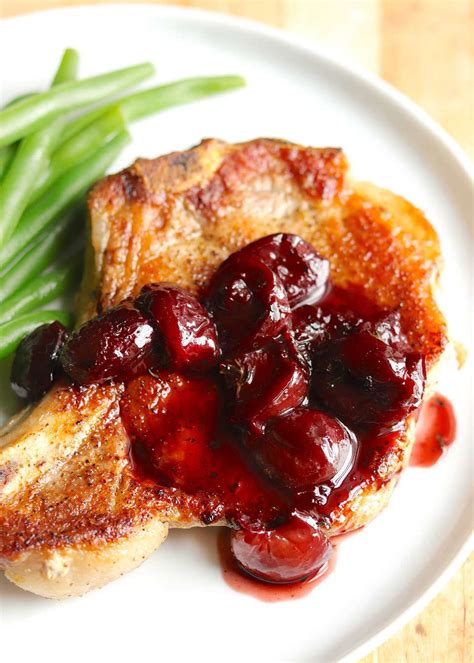 pork-chops-with-cherry-pan-sauce-recipe-simply image