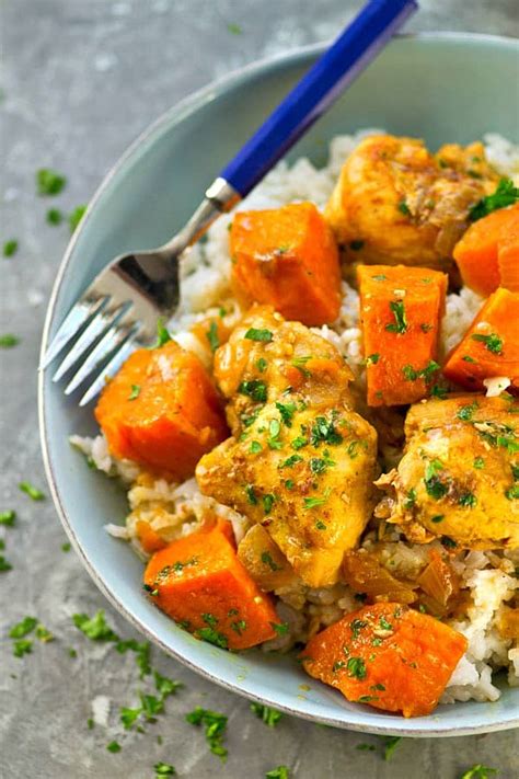 braised-sweet-potato-chicken-curry-with-coconut-rice image