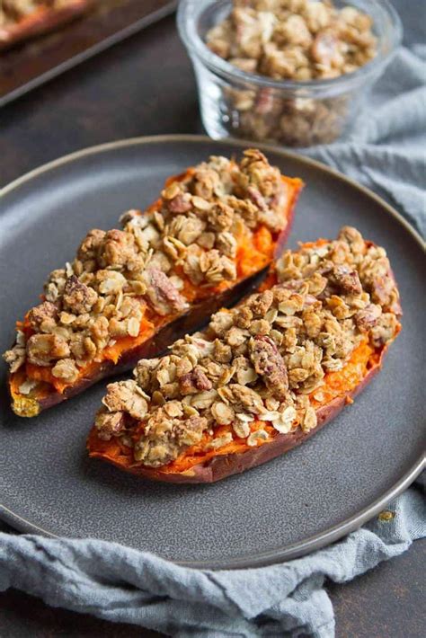 twice-baked-sweet-potatoes-with-pecan-streusel-topping image