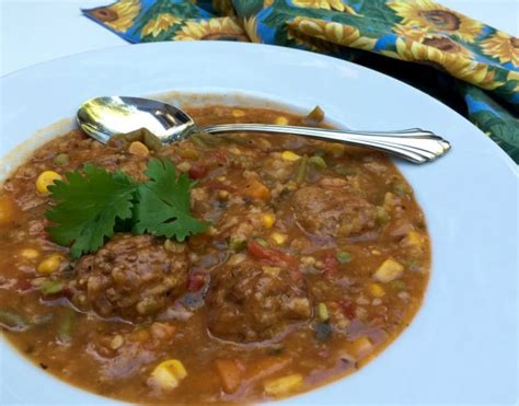 slow-cooker-mexican-meatball-soup-recipe-simple image