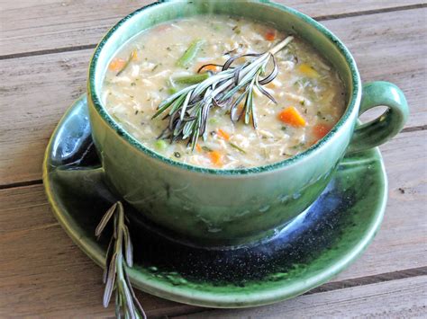low-fat-creamy-chicken-and-wild-rice-soup image