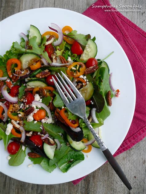 garden-medley-salad-with-feta-pecans-sumptuous image