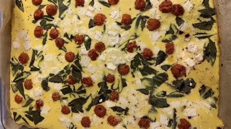 easy-sheet-pan-frittata-recipe-with-cherry-tomatoes image