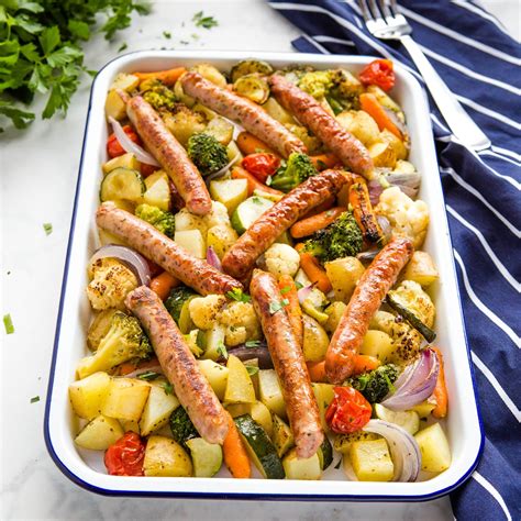 chicken-sausage-sheet-pan-dinner-the-busy-baker image