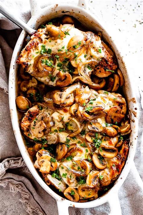 easy-cheesy-baked-chicken-breasts-with-mushrooms image