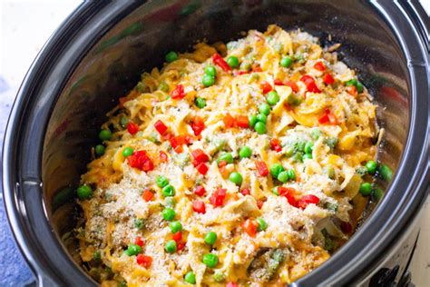 crock-pot-tuna-casserole-recipe-so-easy-mom-foodie image