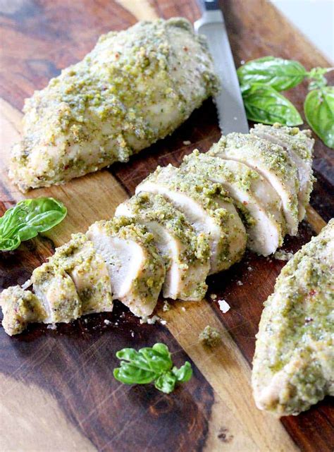 two-ingredient-pesto-baked-chicken-breasts-bowl-of image