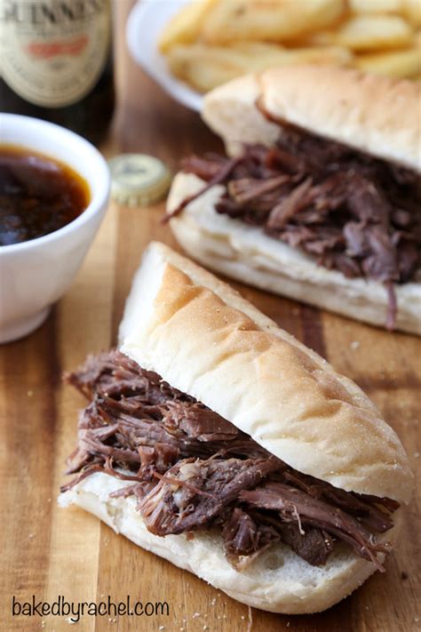 slow-cooker-guinness-french-dip-sandwiches-baked image